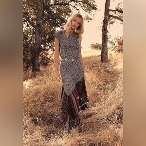 $168 Free People Aurelia Midi Boho Floral Backless Maxi Dress Size 8